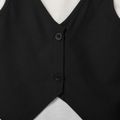 2pcs Toddler Boy Gentleman Suit, Faux-two Vest & Bow tie Design Tee and Black Shorts Set Black image 4