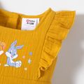 Looney Tunes 100% Cotton Crepe Baby Girl Graphic Ruffle Trim Sleeveless Romper Ginger image 3