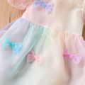 Toddler Girl Bowknot Design Gradient Color Mesh Puff-sleeve Dress Colorful