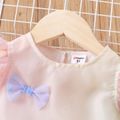 Toddler Girl Bowknot Design Gradient Color Mesh Puff-sleeve Dress Colorful