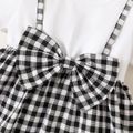 Baby Girl 95% Cotton Short-sleeve Plaid Bow Front Dress BlackandWhite image 4
