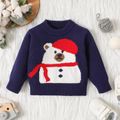 Baby Boy/Girl Polar Bear Pattern Long-sleeve Knitted Sweater Navy image 1