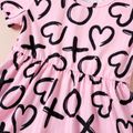 Toddler Girl Heart Allover Print Ribbed Short-sleeve Pink Dress Pink