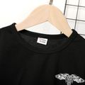 2pcs Toddler Boy Animal Print Short-sleeve Black Tee and Denim Shorts Set Black