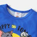 Tom and Jerry 2pcs Kid Boy Letter Print Blue Tee and Colorblock Elasticized Shorts Set Blue