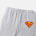 Superman Toddler Boy Logo Print Elasticized Solid Color Cotton Pants Light Grey