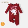 Harry Potter Baby Girl Graphic Ruffle Long-sleeve Cotton Jumpsuit RustRed