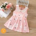 100% Cotton Baby Girl Peter Pan Collar Floral Print Tank Dress Light Pink image 1