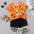 2pcs Baby Boy 100% Cotton Shorts and Cartoon Tiger Print Short-sleeve T-shirt Set Orange image 1