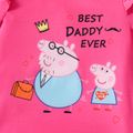 Pappa Pig 2pcs Toddler Girl Letter Print Ruffled Short-sleeve Tee and Button Design Belted Skirt Set Pink