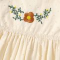 100% Cotton Baby Girl Floral Embroidered Solid Swiss Dot Ruffle Trim Sleeveless Dress BlanchedAlmond image 4