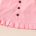 Mini Lady Toddler Girl 2pcs Ribbed Dots Mesh Short-sleeve White Top and Belt Decor Pink Skirt Set White