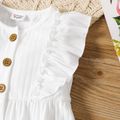 Baby Girl Button Front Solid Rib Knit Ruffle Trim Tank Dress White