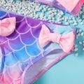 2pcs Baby Girl Bowknot Decor Mermaid Graphic Bikini Set Swimsuit ColorBlock