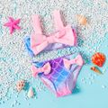 2pcs Baby Girl Bowknot Decor Mermaid Graphic Bikini Set Swimsuit ColorBlock