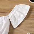 2pcs Baby Girl 100% Cotton Eyelet Embroidery Off Shoulder Short-sleeve Crop Top and Rib Knit Skirt Set Pink