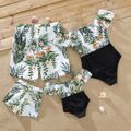 One Piece Plant Printed Family Matching Swimsuit White image 2