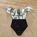 One Piece Plant Printed Family Matching Swimsuit White image 3