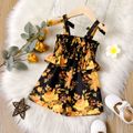 Toddler Girl Floral Print Bowknot Design Smocked Cami Rompers Colorful