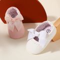 Baby / Toddler Ribbed Bow Decor Dots Lining Mary Jane Shoes White