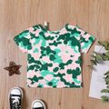 Toddler Girl Letter Camouflage Print Strap Design Short-sleeve Tee CAMOUFLAGE