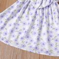 Toddler Girl Floral Allover Bow Decor Sleeveless Sling Dress Light Purple