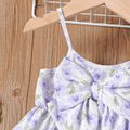 Toddler Girl Floral Allover Bow Decor Sleeveless Sling Dress Light Purple