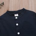 Kid Boy 100% Cotton Solid Color Button Pocket Design Long-sleeve Shirt Tibetanblue