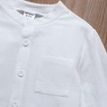 Kid Boy 100% Cotton Solid Color Button Pocket Design Long-sleeve Shirt White