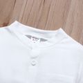 Kid Boy 100% Cotton Solid Color Button Pocket Design Long-sleeve Shirt White