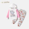 Harry Potter toddler Girl 2-piece Pink Owl Hooded Sweatshirt and Allover Pants Set Pink