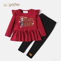 Harry Potter 2-piece Toddler Girl Flounce Top and Solid Leggings Set Red