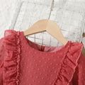 Toddler Girl Dotted Swiss Ruffled Long-sleeve Red Dress Burgundy