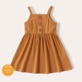 2-Pack Baby Girl Button Design Solid Ribbed Cami Dresses Set ColorBlock
