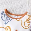 2-Pack 100% Cotton Solid and Cartoon Animal Print Long-sleeve Set YellowBrown