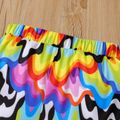 2pcs Toddler Boy Letter Print Tie Dyed Tank Top and Allover Print Shorts Set Colorful image 5