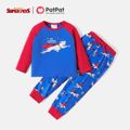 Super Pets 2pcs Toddler Boy Letter Print Cotton Long Raglan Sleeve Tee and Allover Print Pants set Colorful image 1