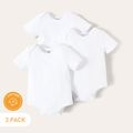 3-Pack Baby Boy/Girl Cotton Short-sleeve White Rompers Set White image 1