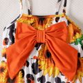 Baby Girl Bow Front Allover Sunflower & Leopard Print Cami Jumpsuit Color block