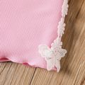 Baby Girl Floral Applique Detail Solid Rib Knit Shorts Light Pink image 5
