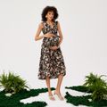Maternity Floral Print Ruffled Tank Dress Black