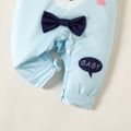 Summer Zoo Baby Bear Faux-two Bow Decor Long-sleeve Blue Jumpsuit Light Blue