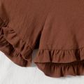 100% Cotton Baby Girl Solid Ruffle Trim Shorts Brown image 5