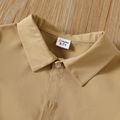 Kid Boy Lapel Collar Button Design Short-sleeve Khaki Shirt Khaki