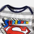 Superman 2pcs Baby Boy Cotton Long-sleeve Striped Graphic Romper and Solid Pants Set ColorBlock