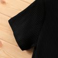Kid Girl Butterfly Design Irregular Hem Splice Short-sleeve Dress Black