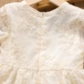 Toddler Girl Floral Embroidered Mesh Design Short-sleeve Princess Party Dress OffWhite