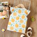 Toddler Girl Fruit Lemon Print Flutter-sleeve Tee White