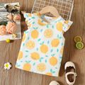 Toddler Girl Fruit Lemon Print Flutter-sleeve Tee White