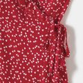 Allover Floral Print Ruffle Trim Wrap Cami Dress for Mom and Me Burgundy image 4